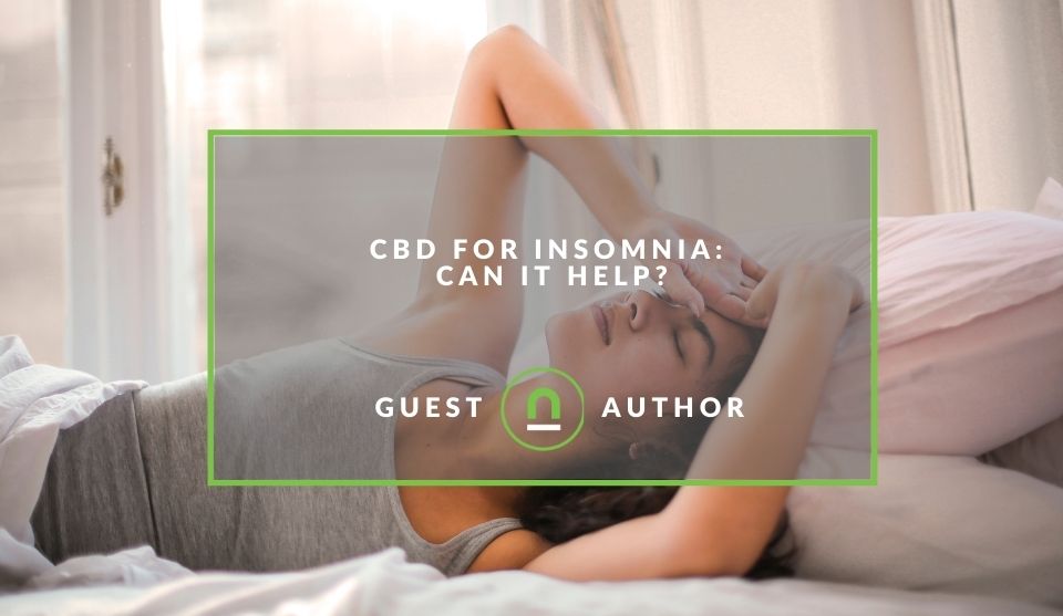 Woman struggling with insomnia and needing CBD