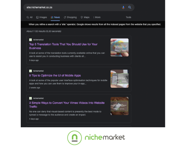 Google News listings