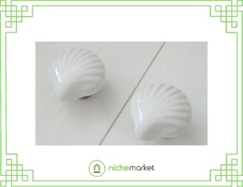 Large drawer knob shell white ceramic