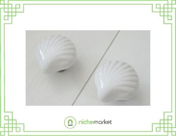 Large drawer knob shell white ceramic