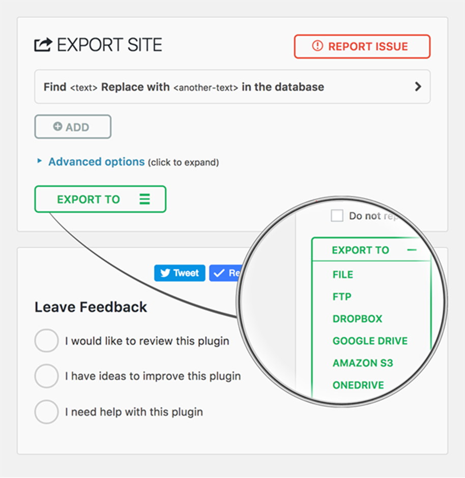 All In one WP database migration plugin