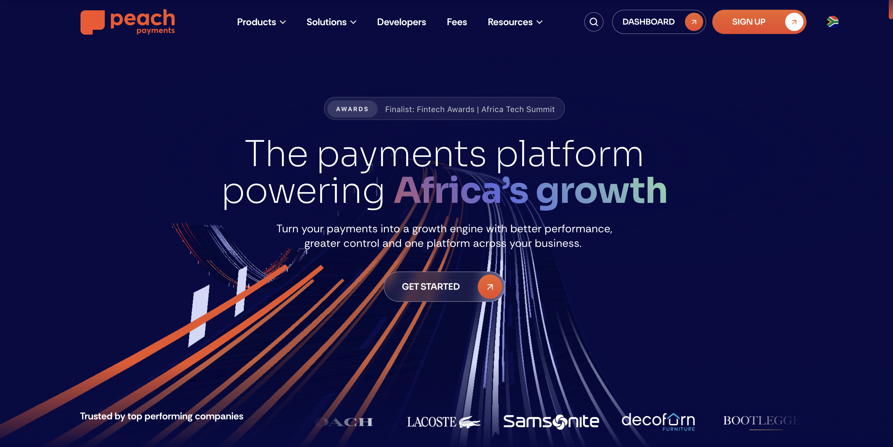 Peach Payments Homepage