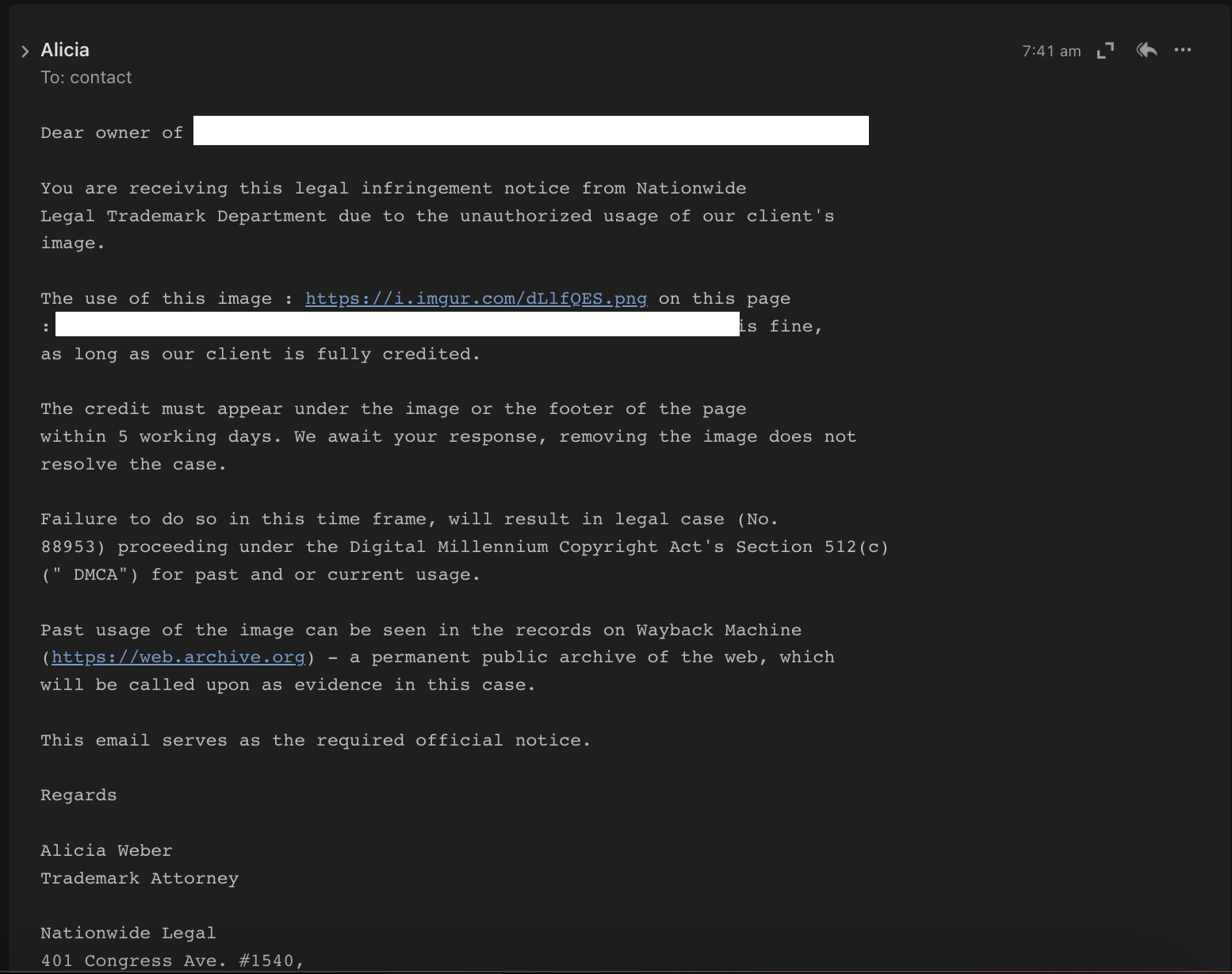 Fake DMCA take down