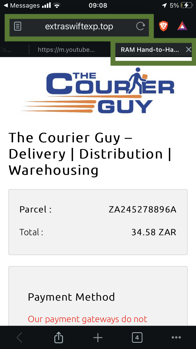 Fake Courier Guy Website