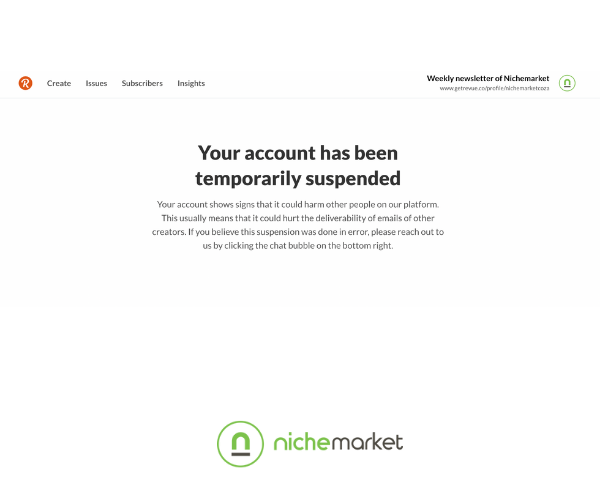 Revue account suspended