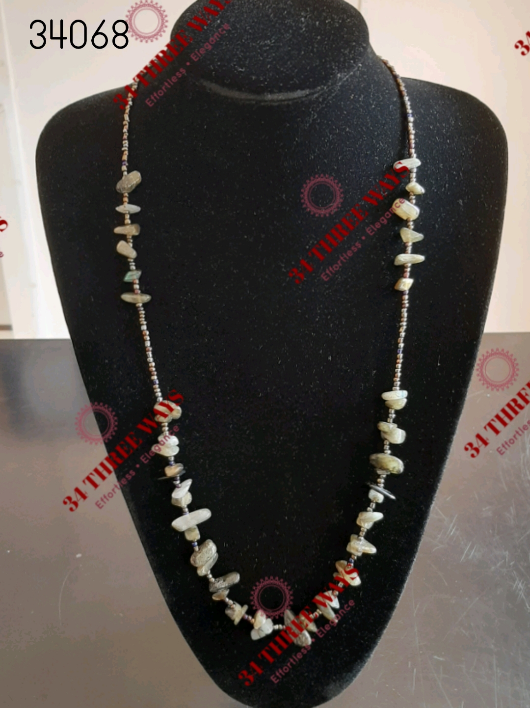 Handmade Chip Beads Necklace - Olive Green