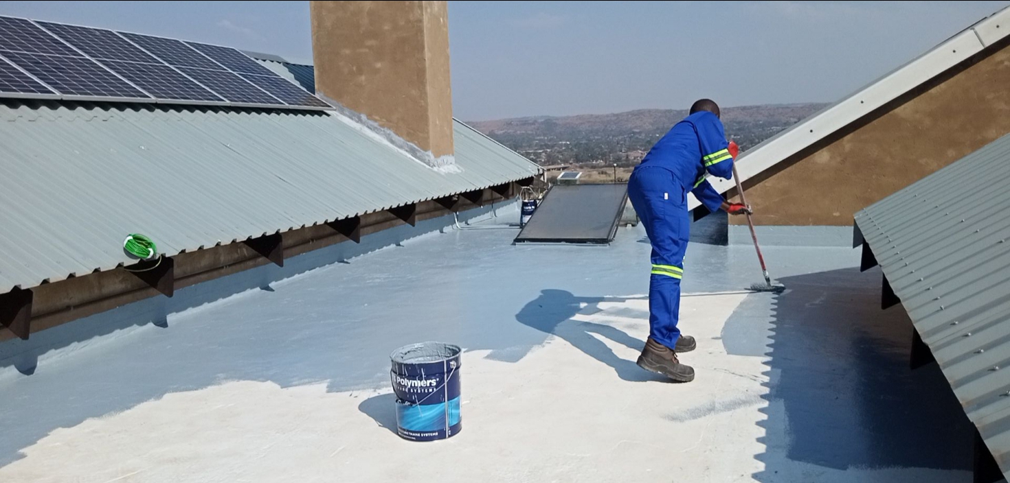 Polyurethane waterproofing system done on concrete roof slab at a house in Pretoria, Suiderburg