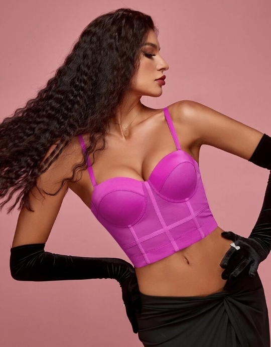 Sheer mesh bustier corset cami Top 