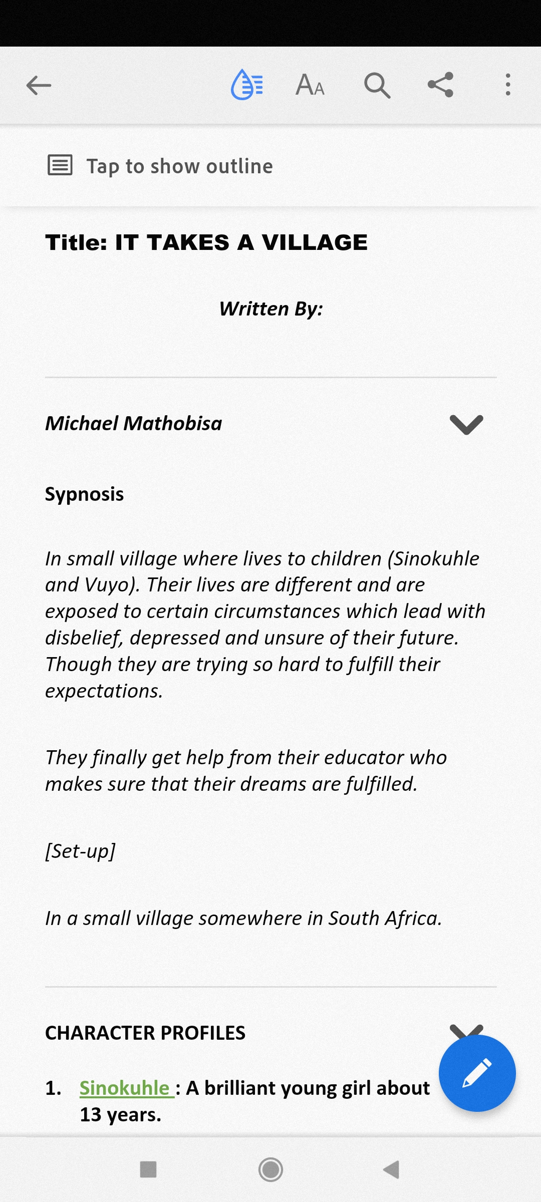 A script written for a school