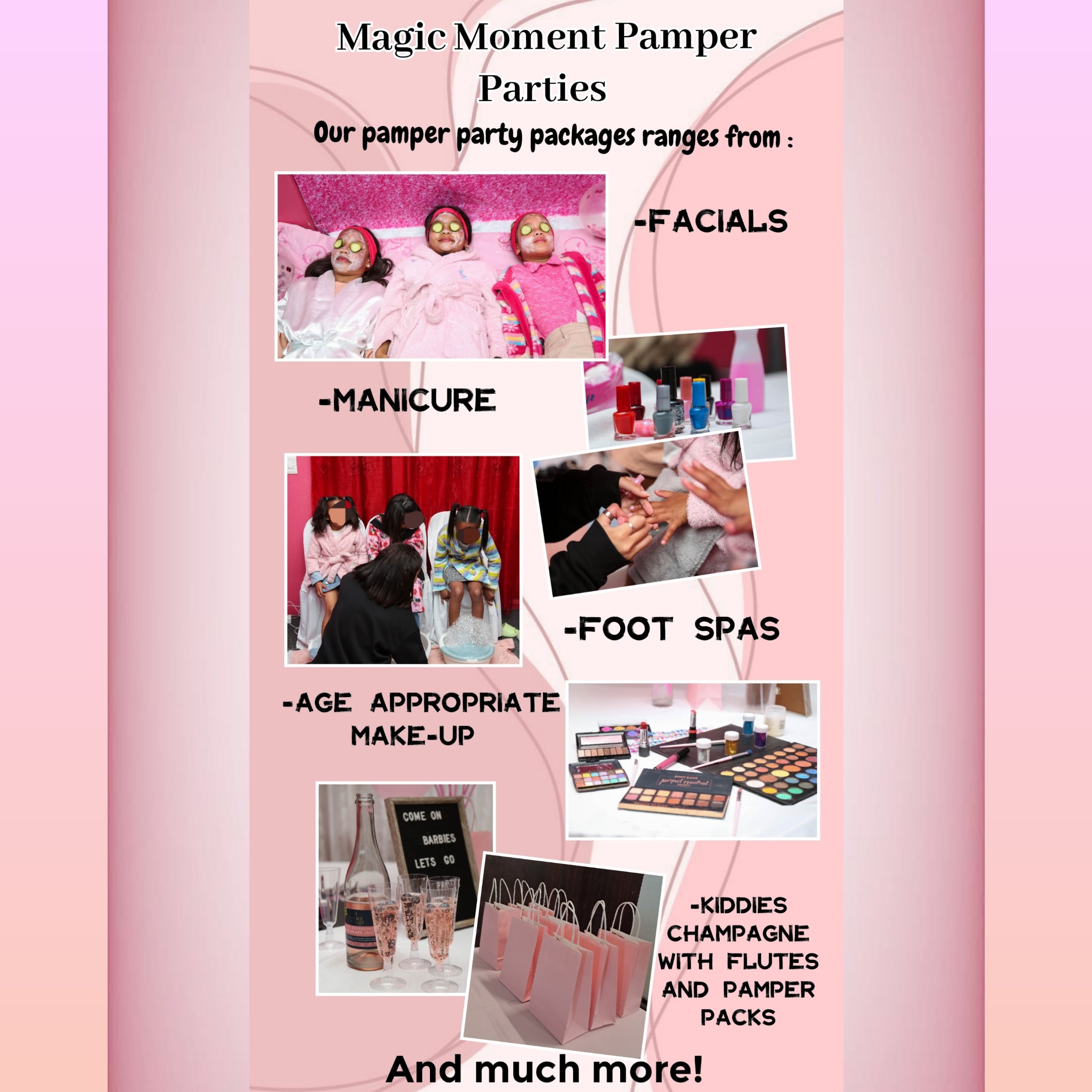 Pamper Party Packages Available 
