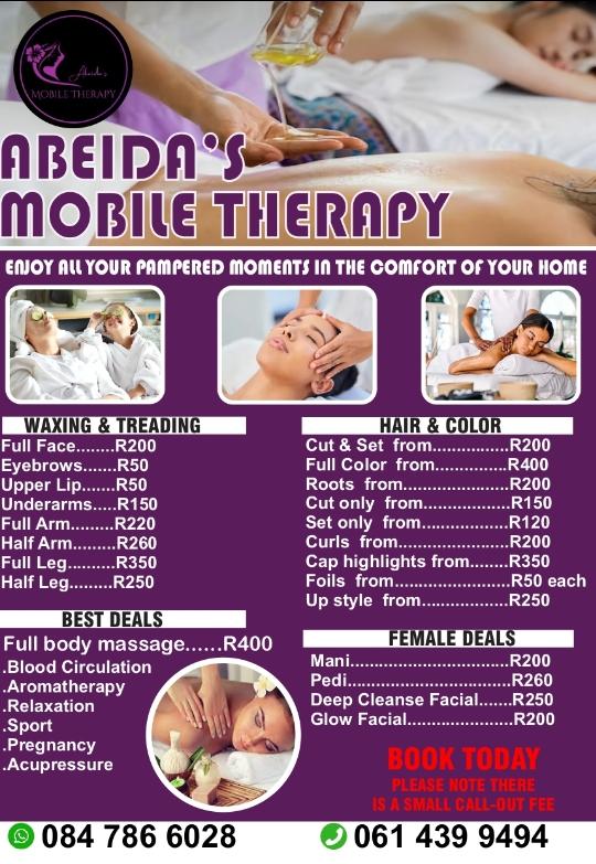 Mobile hair and beauty therapy 