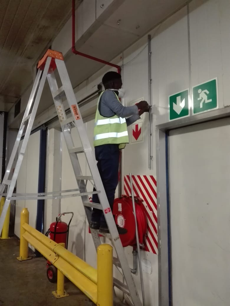 Servicing fire systems at Coco cola