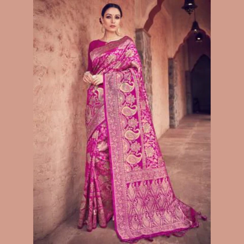 Silk Party Wear Zari Work Saree 