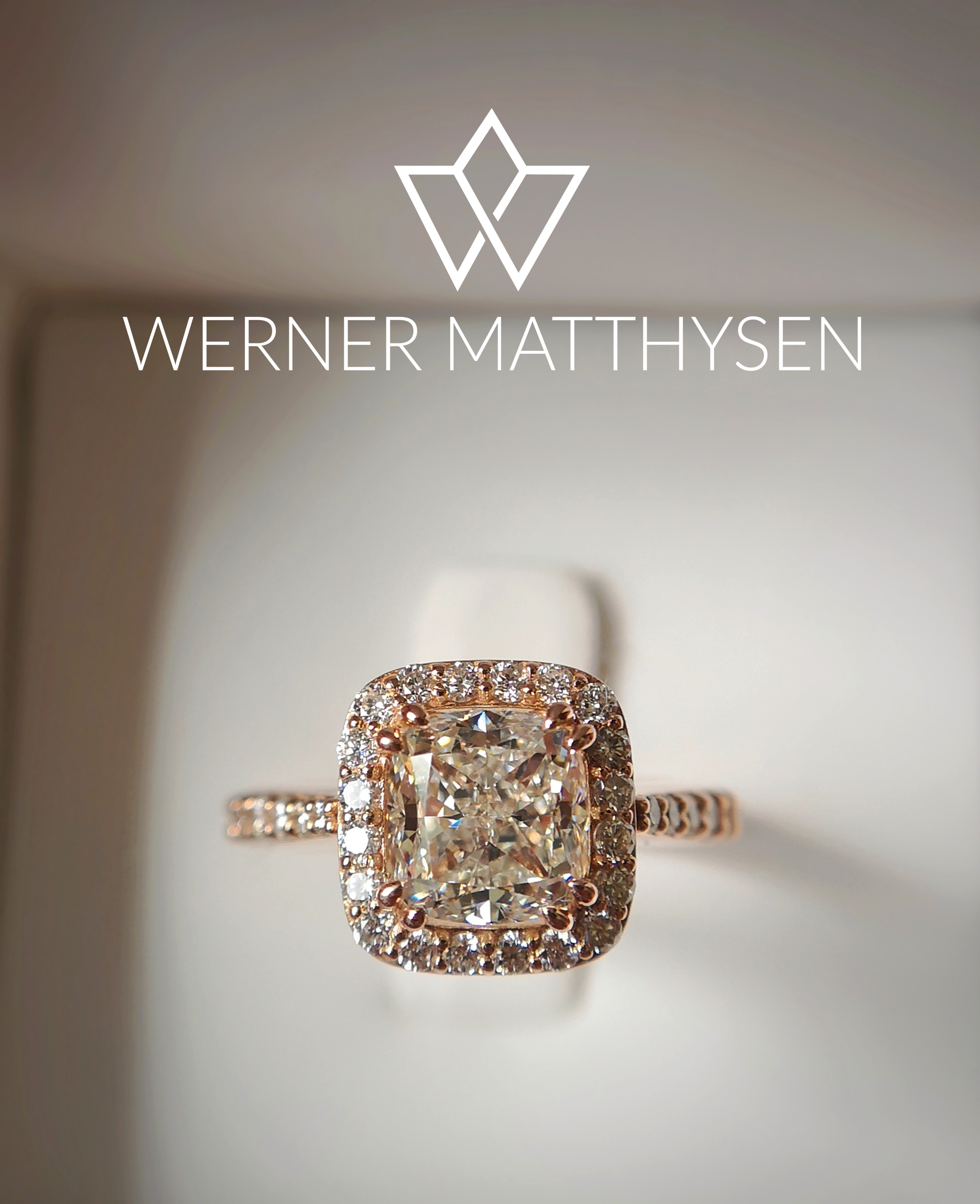 2ct cushion cut G/H Si2 Diamond certified with GIA, 0.02ct round brilliant cut diamonds for the halo, and tapering 3, 2 and 1 pointer round brilliant cut diamonds for the shoulders of the shank/ half eternity 