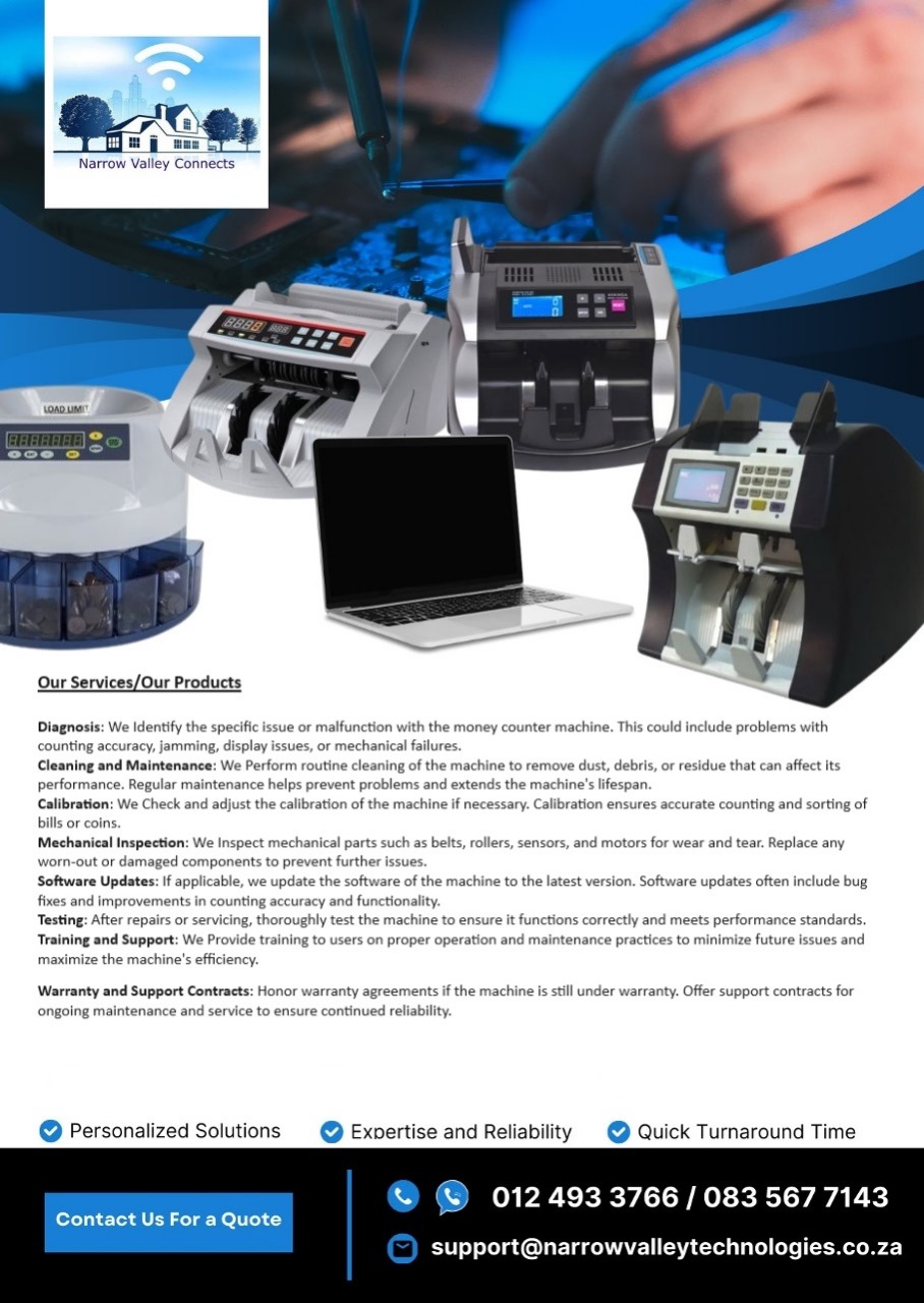 We Fix any money counter machines. 