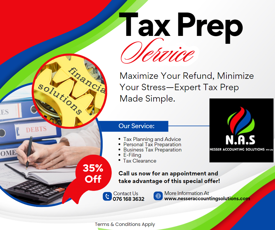 Unlock 35% Savings on Expert Tax Prep! ??? Get top-notch tax planning, advice, and e-filing for personal and business needs. Your path to stress-free taxes starts here!