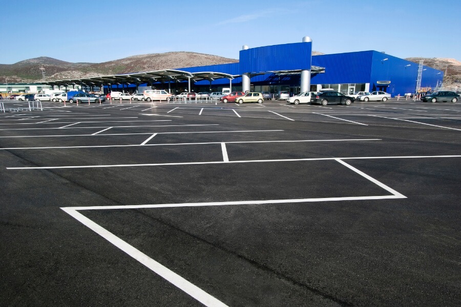 Shopping parking lot paving