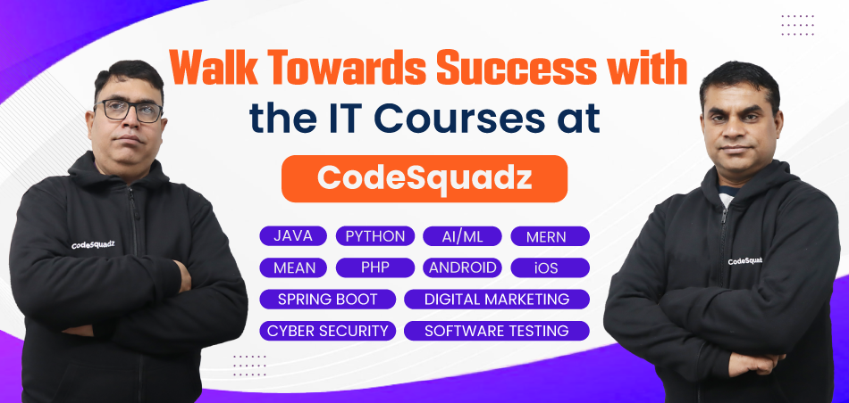 CodeSquadz is a renowned institute offering career-oriented industrial training. With a team of skilled and experienced mentors, we are committed to guiding you toward a successful future in the IT industry.