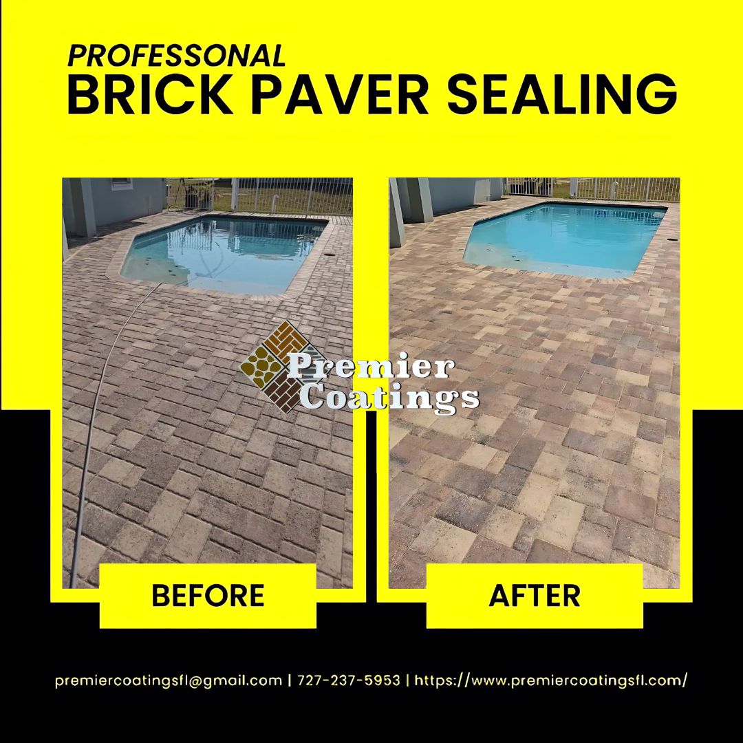 Pool deck brick paver sealing