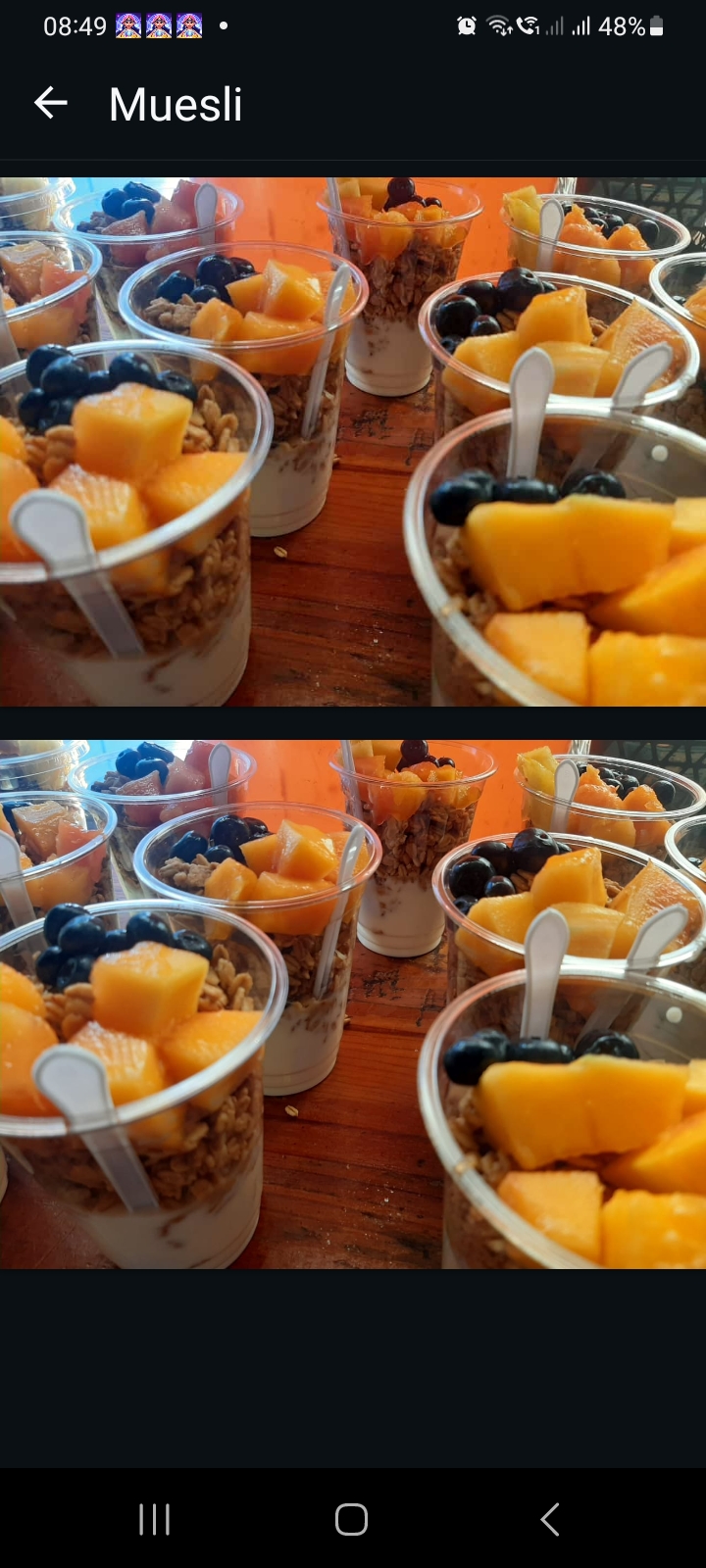Muesli, fruit and yogurt 