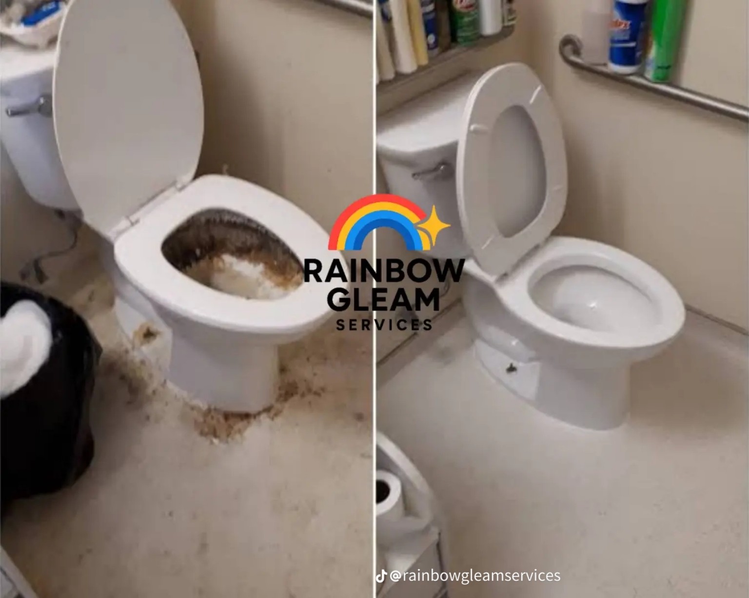 Before and after bathroom cleaning results. Professional cleaning services for homes and businesses in Benoni and surrounding areas.
