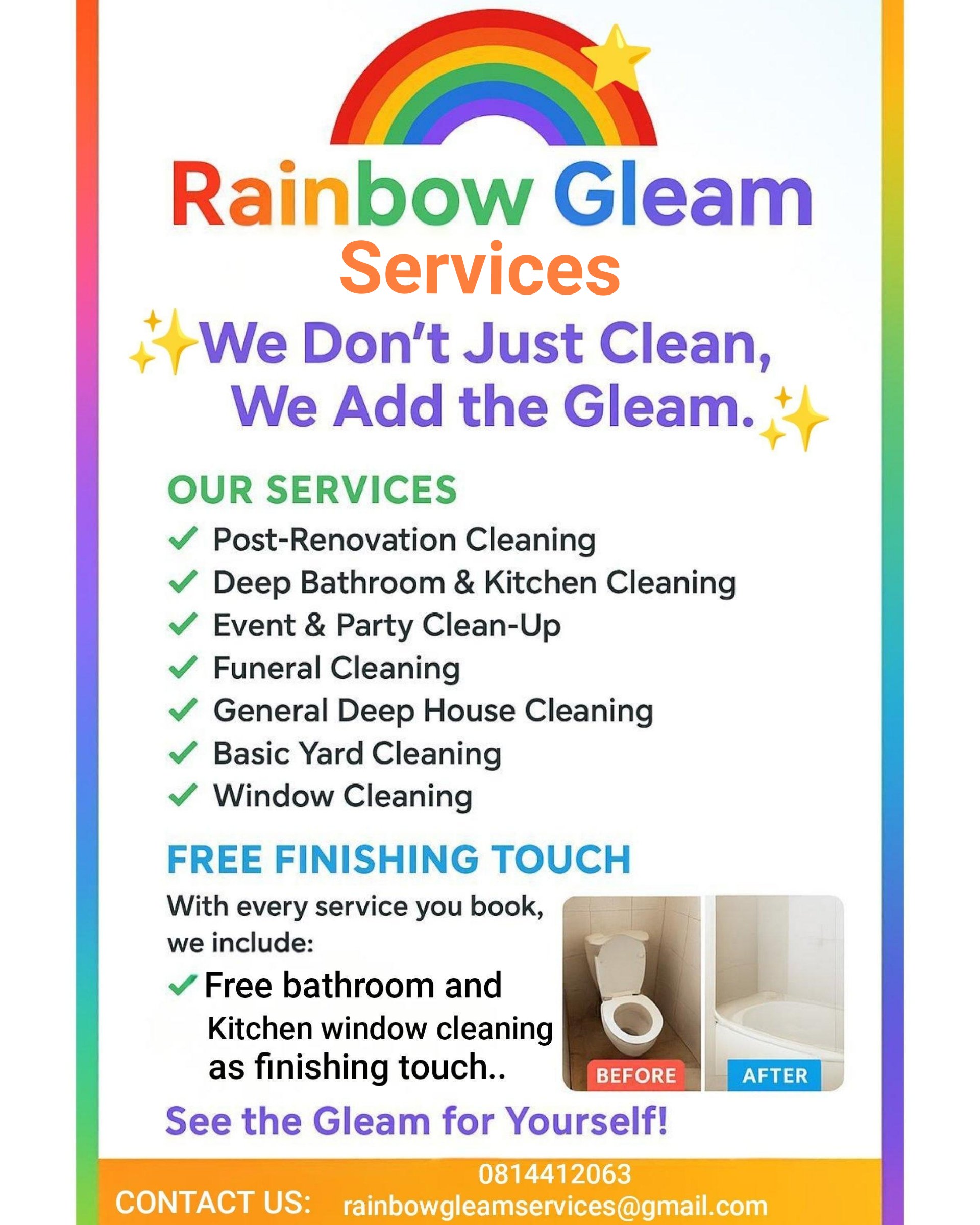 All our services includes dishwashing when needed.