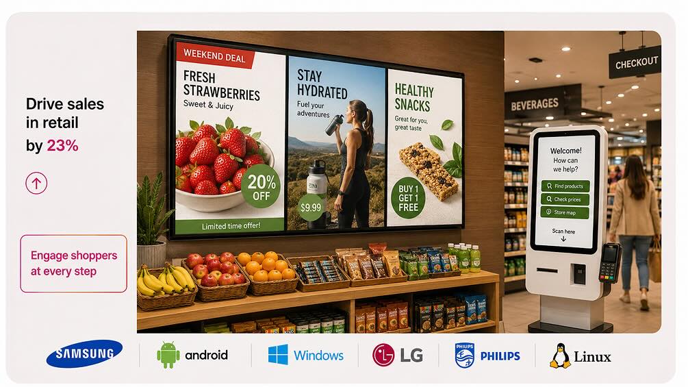 BuzzBlender helps businesses across South Africa publish content, schedule playlists and manage connected screens remotely — whether you have one display or screens across multiple locations.  Works with compatible LG webOS, Samsung Tizen, Android and browser-based displays.