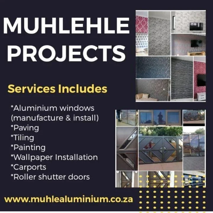 Our services: Aluminum windows, Paving, Tiling, painting, wallpaper installations