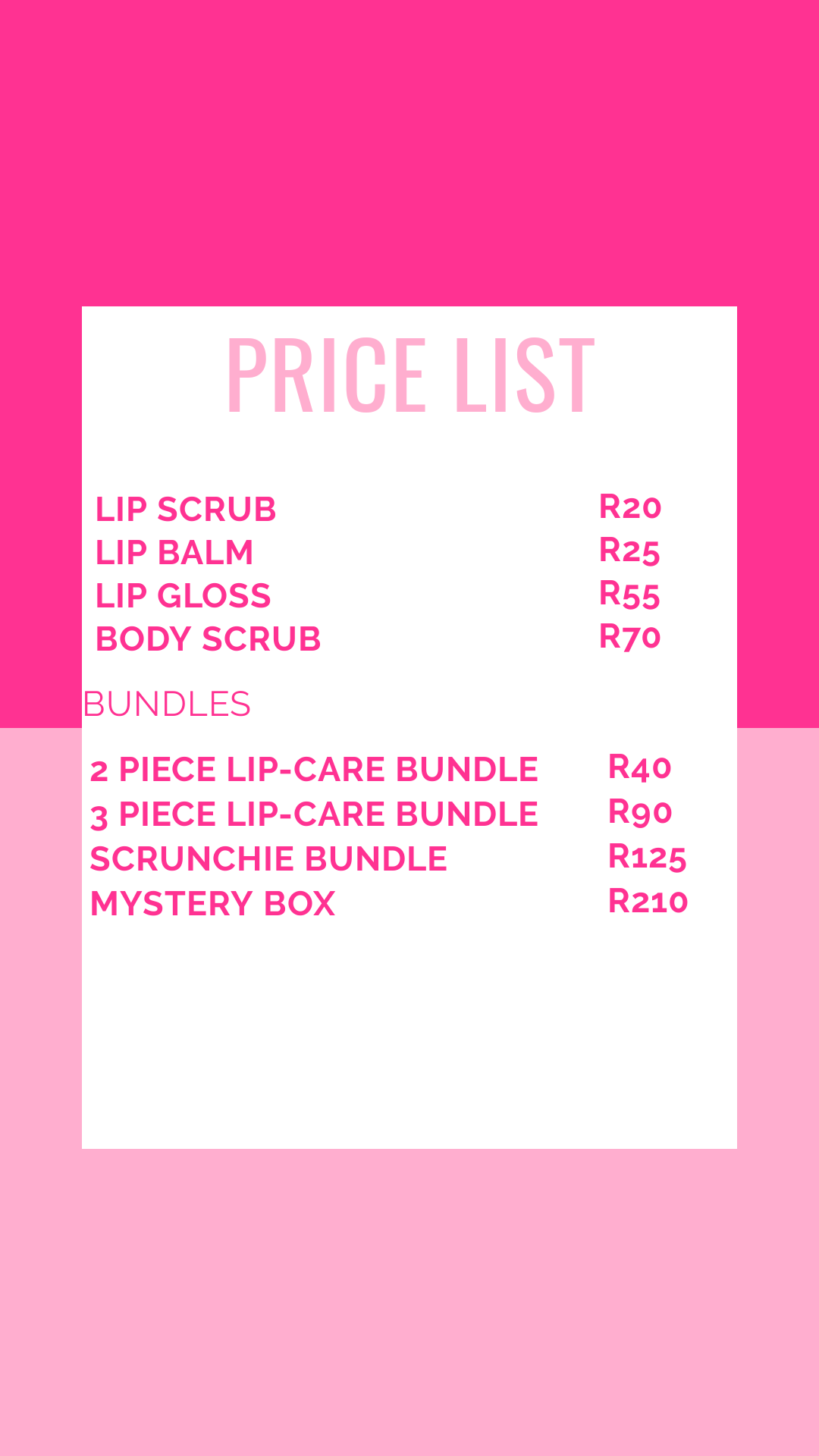 Price list