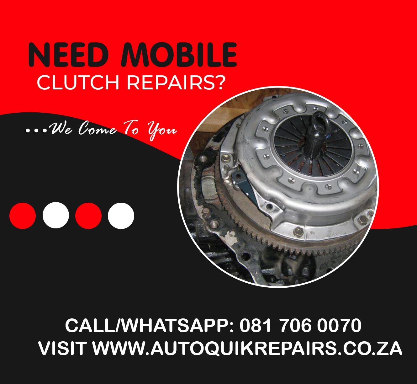 We offer the best clutch repairs in Johannesburg, for more information call us at 081 706 0070 or visit www.autoquikrepairs.co.za