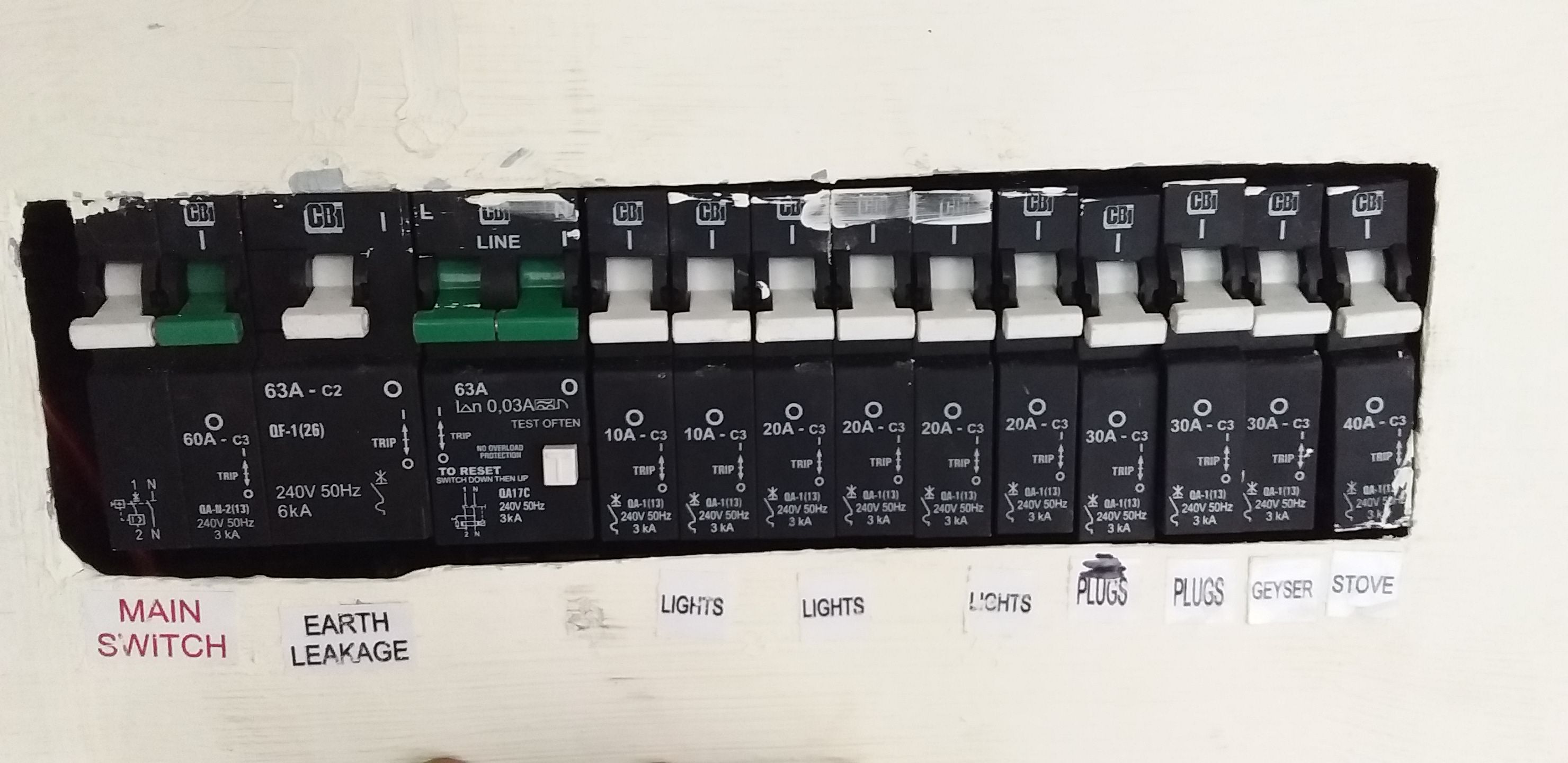This was doing COC in edgemead goodwood we change all the breaker from the DB and we repair all faults in the house and we give certificate of appliances