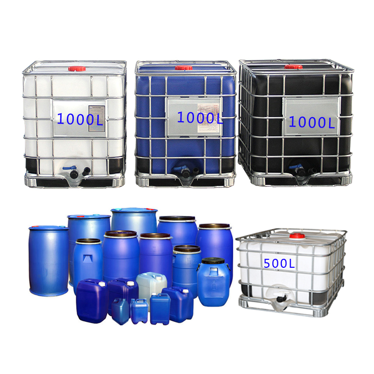 IBC tanks Flowbins with plastic drums and gallons