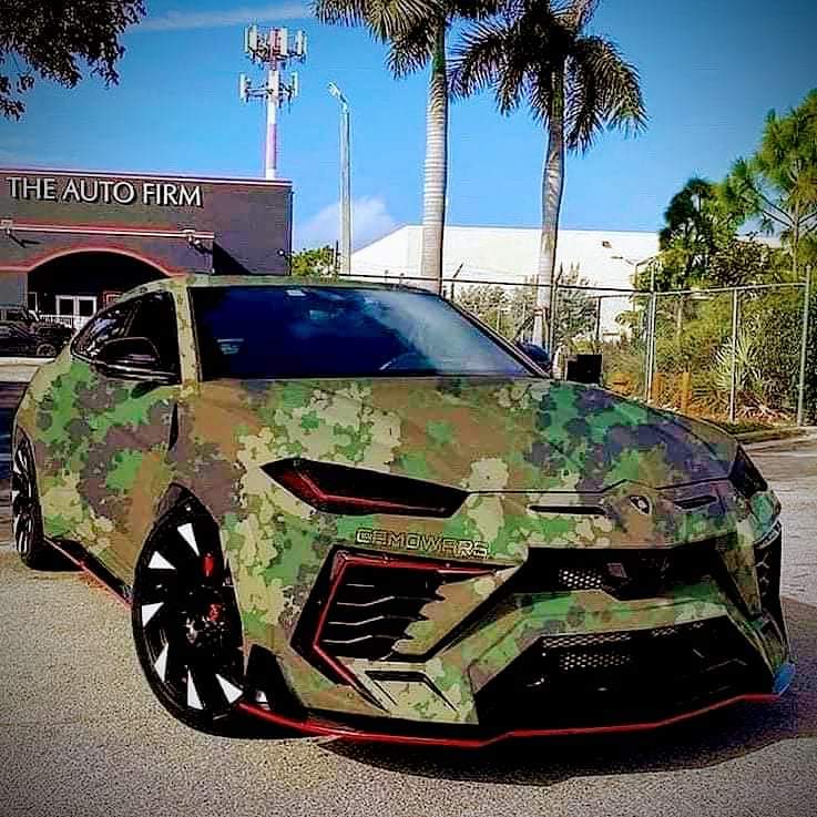 Camo wrapped car