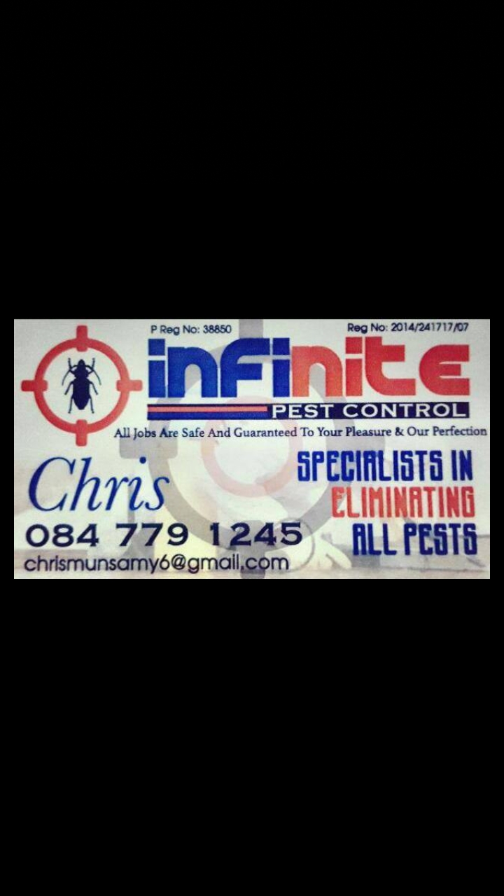 Safe and effective service All jobs are guaranteed I specifically specialize In the following Tent fumigation Garden treatments Covid Sanitizing wood border soil poisoning entomologists report bird proofing white ants ants cockroaches fleas /ticks rats Mice flies snakes bed bugs spiders fruit flies moths fish moths Lizards Common house hold pest termination I am very reasonable with my quotes,i will beat any quote &all my quotes are free of charge ,I am based in D