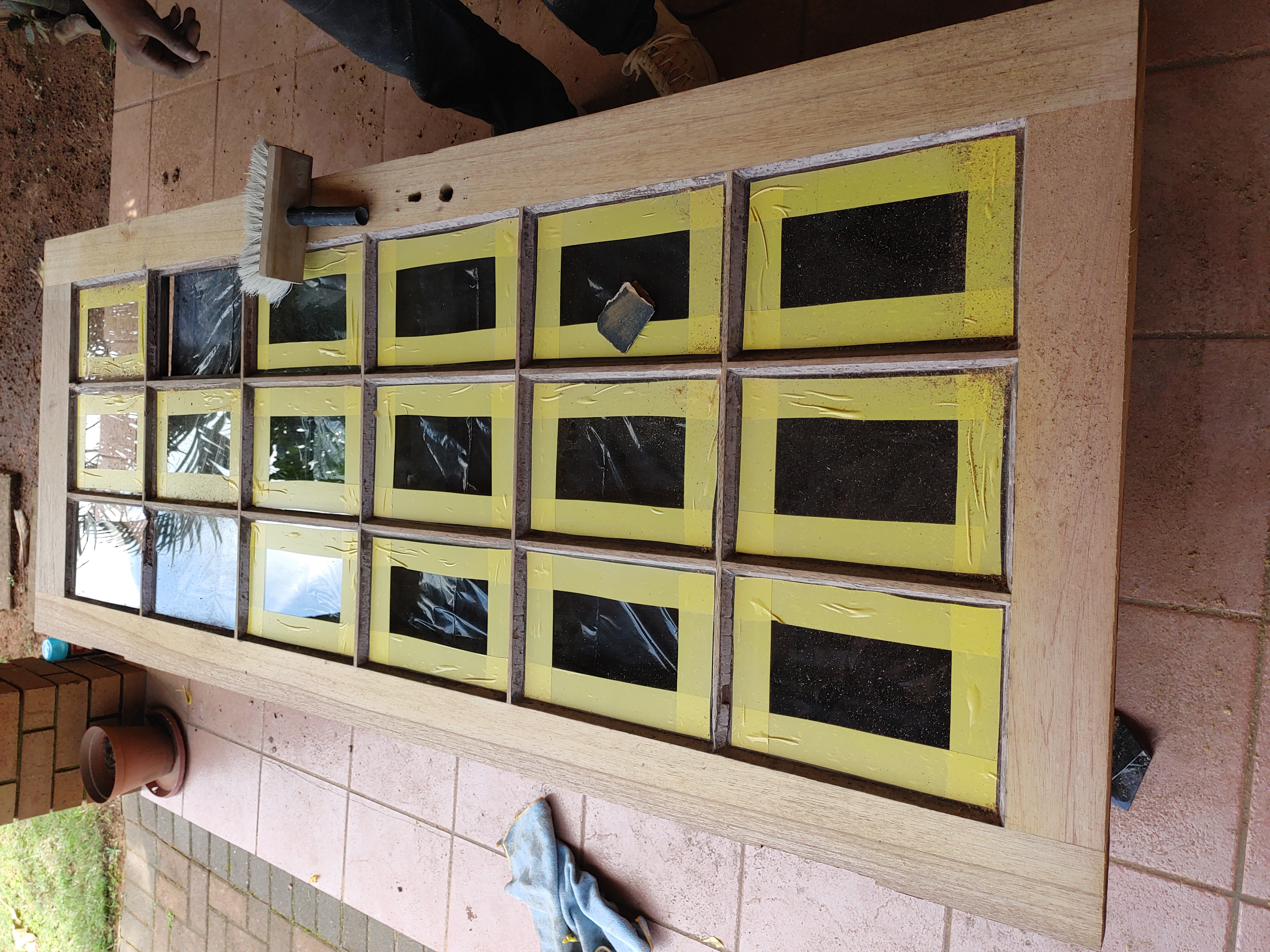 Sanding of cottage pane french doors