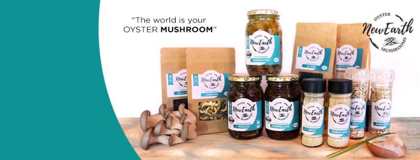 Collection of unique and versatile oyster mushroom products, preserves and condiments