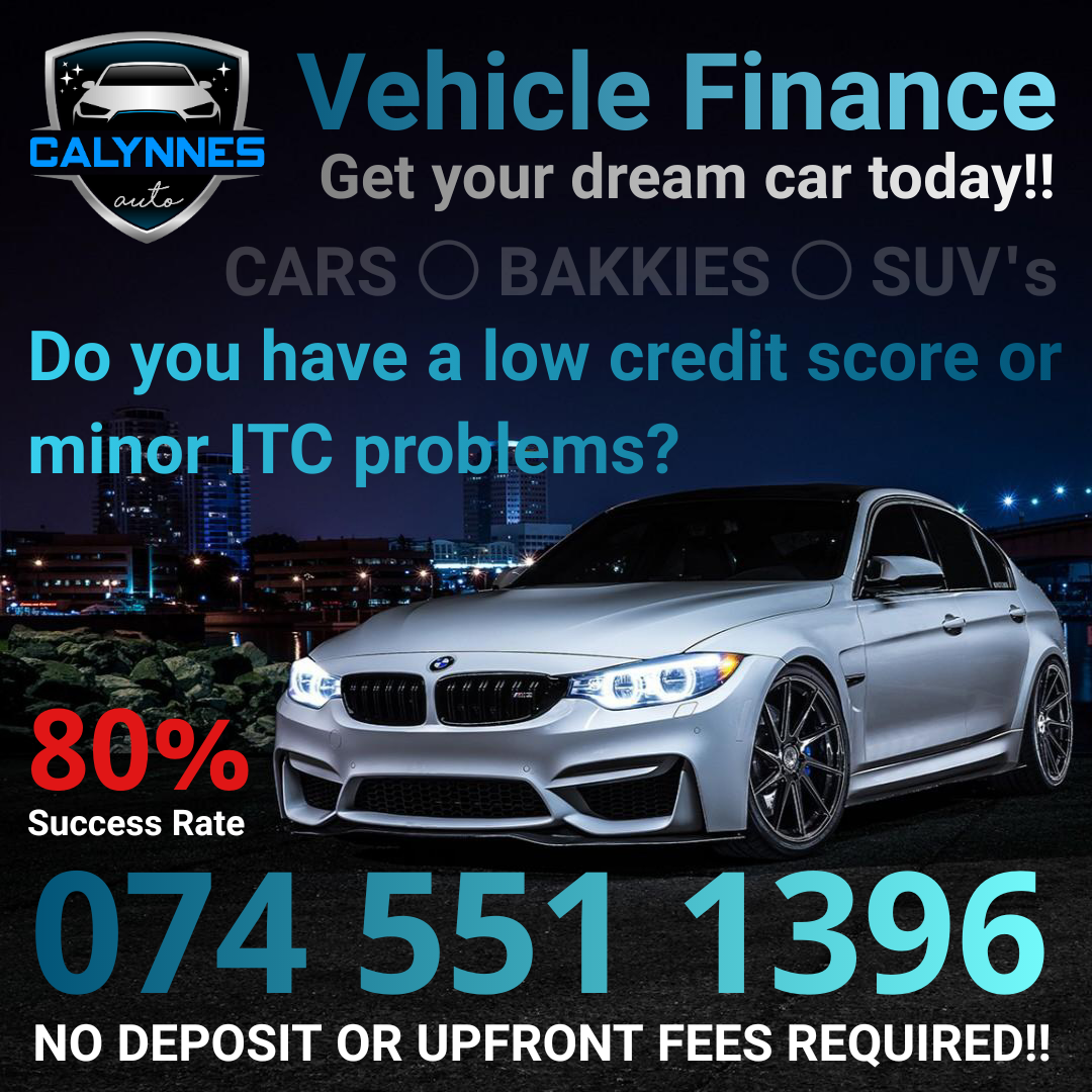 Need motor vehicle finance?  Calynnes Auto can assist you with the application process and we will find your dream car from our dealer network all over South Africa.  Self-Employed and low credit score customers welcome!  No deposit required and no upfront fees!  Contact us today and drive your dream car tomorrow...
