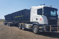 We hire 34 tonne side tipper trucks