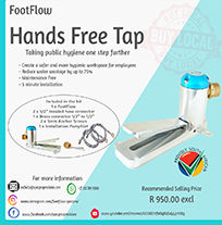 Hands Free Basin Tap - Foot Operated alternative to conventional bathroom or kitchen taps for all shared facilities where varying levels of hygiene are present.