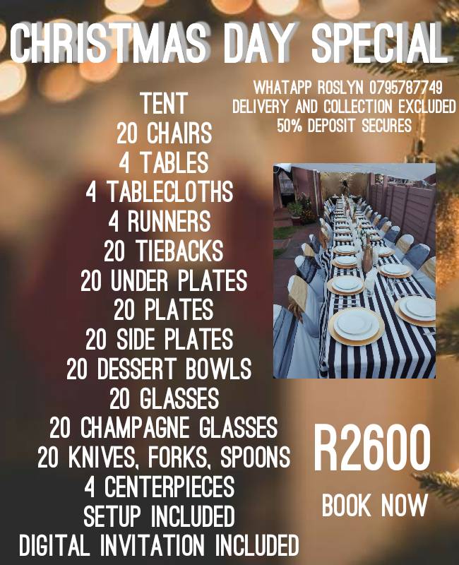 Christmas day special. WhatsApp for more combos