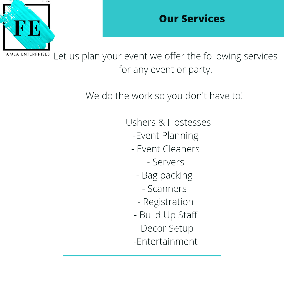 A list of our event planning services