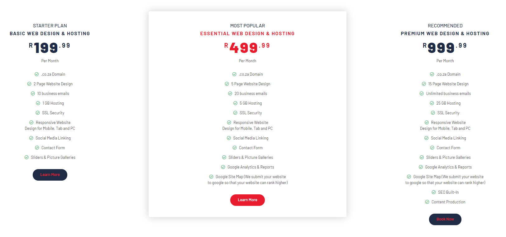 Rapid Website Designs - Includes Website Design FREE .co.za Domain Business Emails Hosting SSL Security Responsive Website Design for Mobile, Tab and PC Social Media Linking Contact Form Google Analytics & Reports Google Site Map