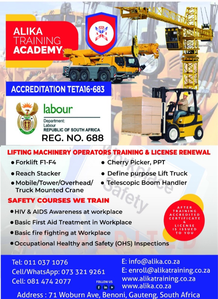 Alika Investment Training Academy www.forkliftraining.co.za