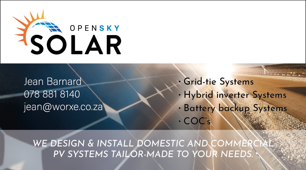 Visit openskysolar on Google maps. Our website is www.openskysolar.co.za