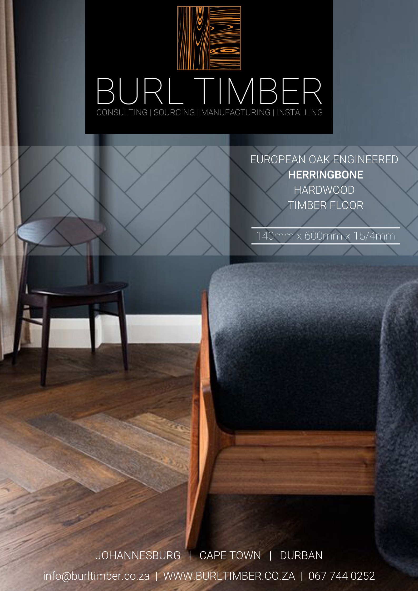 Herringbone timber floor