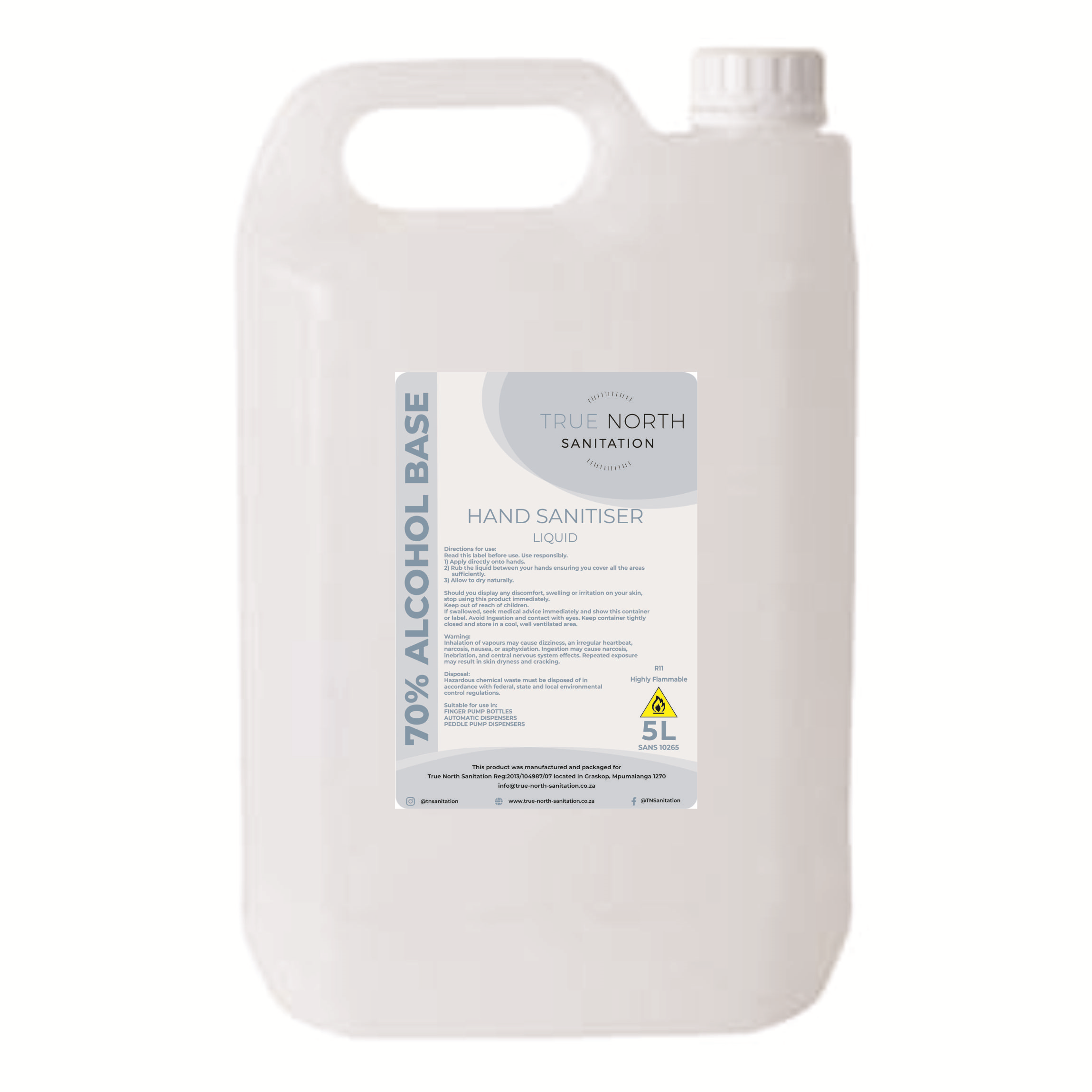 Liquid Hand Sanitizer - 70% Alcohol - 5L