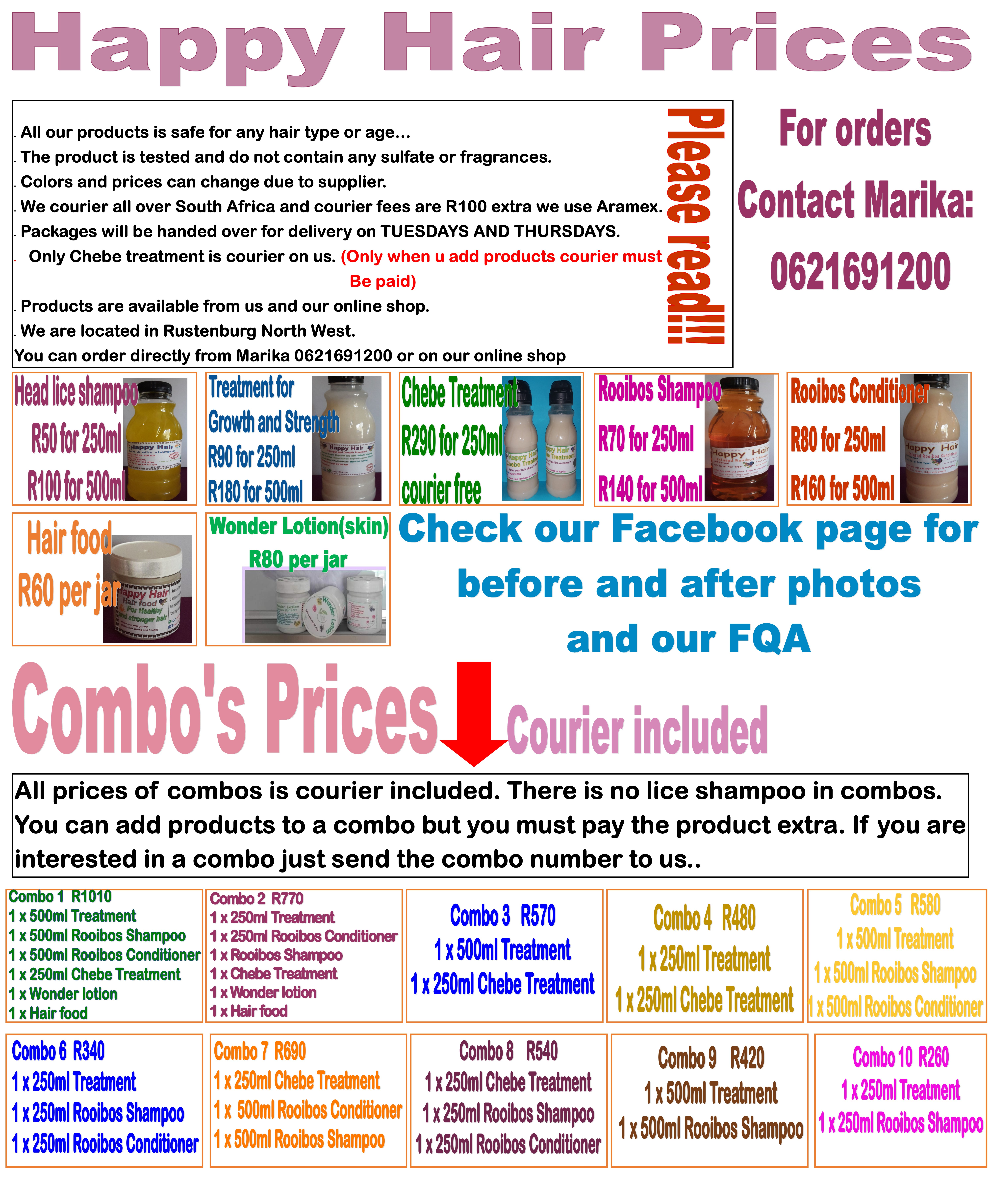 Our price list