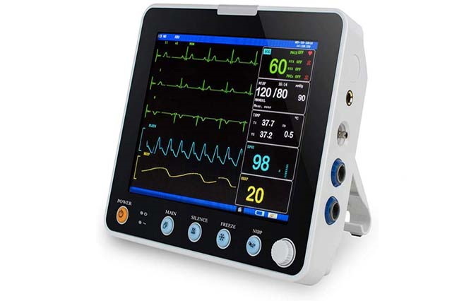 pecefications • EML5 PATIENT MONITOR patient monitor comes with a 8” Large, Led backlit display to allow for most accurate readings in ECG, Blood pressure, Breathing, Heart rate, Blood oxygen saturation, Temperature in dim light conditions and superbly easy to use.Standard Modules including E*CG, RE*SP, SP*O2, NI*BP, TEM, PR. • This portable patient care monitor built-in Quad-core AM9 CPU processor, consistently beat other patient care monitor in terms of accuracy and reliability during clinical