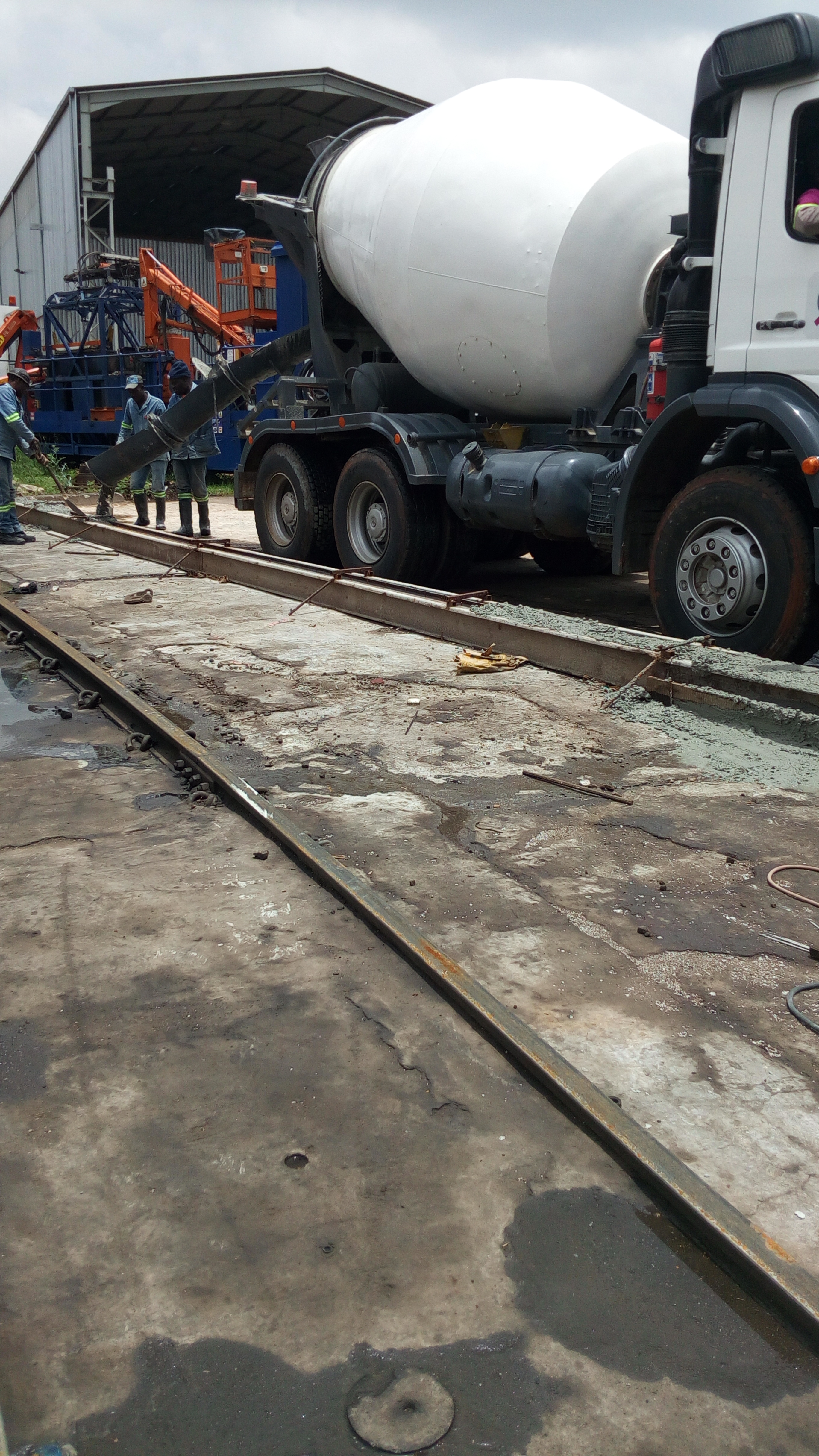 Pouring concrete to bund wall