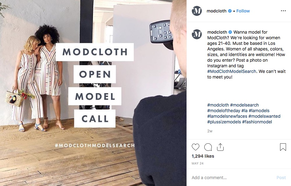 Mod cloth open model call